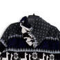 Mens Blue Black Printed Long Sleeve Hooded Full-Zip Sweater Size Large image number 4