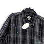 Mens Multicolor Plaid Collared Pockets Long Sleeve Button-Up Shirt Size L image number 3