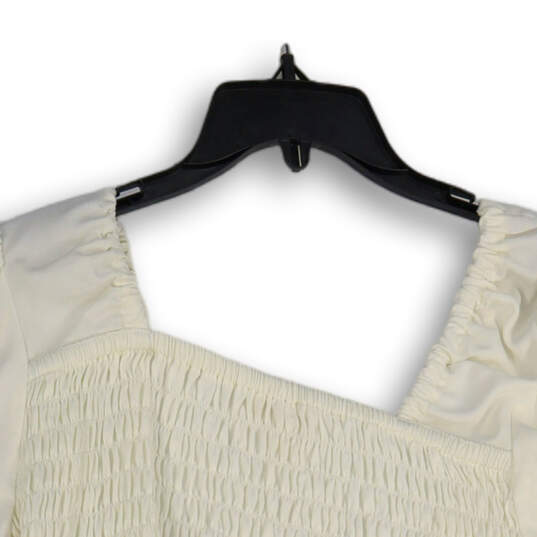NWT Womens White V-Neck Puff Sleeve Pullover Blouse Top Size X-Large image number 4