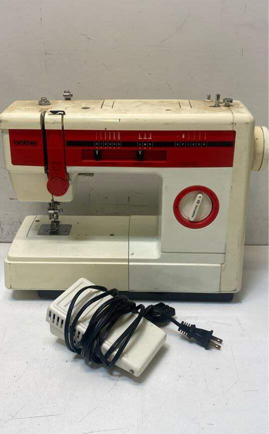 Brother White and Red Model 268 Sewing Machine With Foot Pedal image number 1