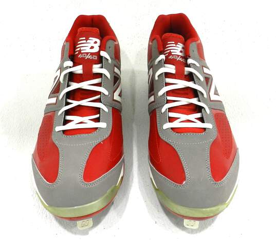 New Balance Red Gray Metal Cleats Men's Shoe Size 15 image number 1