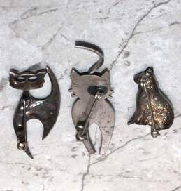 Bundle Of 3 Sterling Silver Cat Brooches alternative image