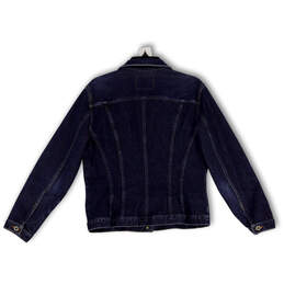 Womens Blue Denim Spread Collar Long Sleeve Button Front Jean Jacket Size L alternative image