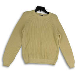 Womens Beige Knitted Long Sleeve Crew Neck Pullover Sweater Size Medium