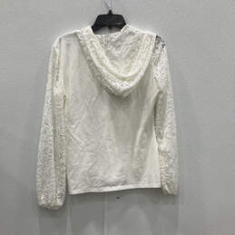 NWT Womens White Lace Long Sleeve Pullover Hooded Blouse Top Size Medium alternative image