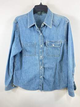 Ralph Lauren Jeans Co Women Blue Denim Shirt L