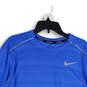 Mens Blue Dri-Fit Crew Neck Long Sleeve Activewear Pullover T-Shirt Size XL image number 3
