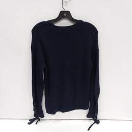 Polo Ralph Lauren Women's Navy Blue Tie-Sleeve Knitted Sweater Size M