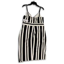 NWT Womens Black White Striped Sleeveless Knee Length Mini Dress Size 16 alternative image