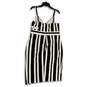 NWT Womens Black White Striped Sleeveless Knee Length Mini Dress Size 16 image number 2