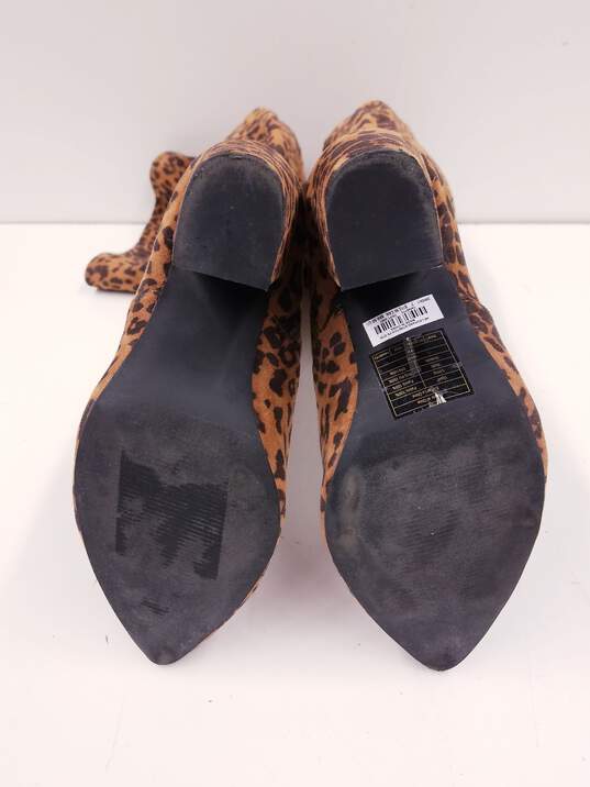 Torrid Leopard Print Pointed Toe Over Knee Boots Leopard Brown 7 image number 5