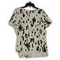 NWT Womens White Brown Round Neck Short Sleeve Pullover Blouse Top Size M image number 2