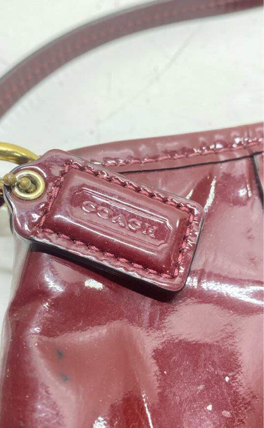 COACH Burgundy Patent Leather Zip Clutch Wristlet Bag image number 3