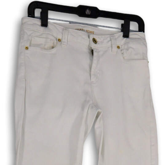 Womens White Light Wash Pockets Stretch Denim Skinny Leg Jeans Size 4 image number 3