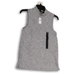 NWT Womens Gray Stretch Mock Neck Sleeveless Pullover Tank Top Size Small