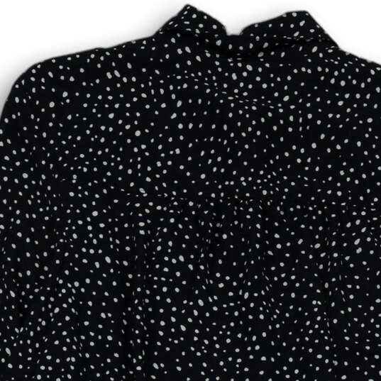 Womens Black Polka Dot Collared Long Sleeve Button Front Blouse Top Size L image number 4