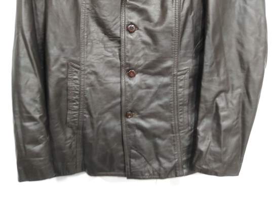Wolens Men's Brown Leather Coat Size 42 image number 4