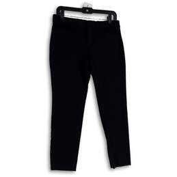 Womens Blue Flat Front Welt Pocket Straight Leg Dress Pants Size 6