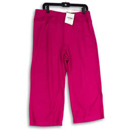 NWT Womens Purple Flat Front Elastic Waist Pull-On Capri Pants Size Large