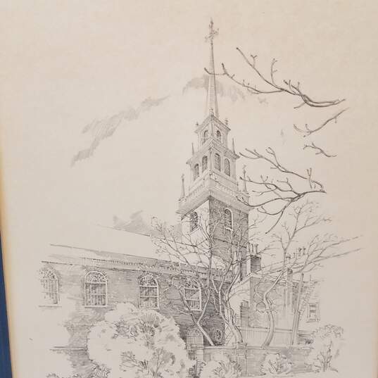 Charles H. Overly - Sketch of Historic Church - OLD NORTH CHURCH, BOSTON - Matted Print Lot of 2 image number 3