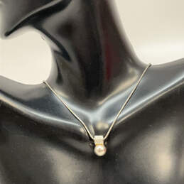 Designer Brighton Silver-Tone Snake Chain Rhinestone Ball Pendant Necklace