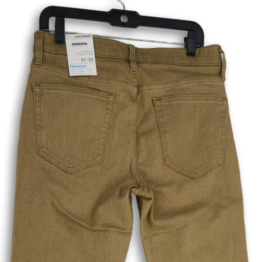 NWT Mens Tan Denim Medium Wash Flexwear Slim Straight Leg Jeans Size 31X32 image number 4