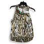 NWT Womens Multicolor Animal Print Embellished Sleeveless Blouse Top Size M image number 1