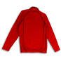 Mens Red Mock Neck Long Sleeve 1/4 Zip Pullover Athletic Jacket Size S image number 2