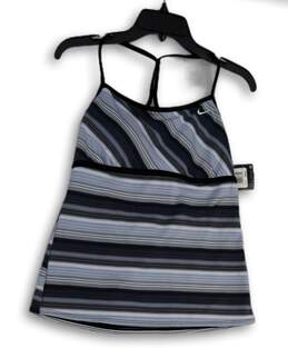 NWT Womens Blue Black Striped Racerback Strap Pullover Tank Top Size 12