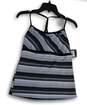 NWT Womens Blue Black Striped Racerback Strap Pullover Tank Top Size 12 image number 1