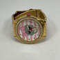Designer Betsey Johnson Gold-Tone Rhinestone Round Dial Analog Wristwatch image number 3