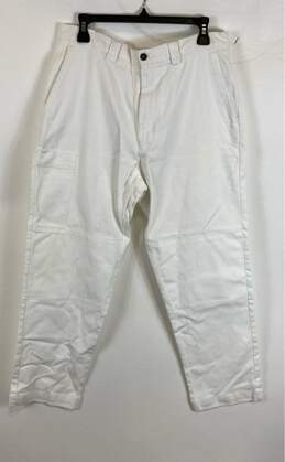 Lardini Mens White Flat Front Pockets Straight Leg Cargo Pants Size 48