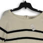NWT Womens Black White Striped Round Neck Long Sleeve Pullover Sweater Sz L image number 3