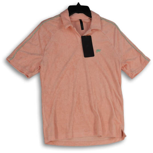 NWT Mens Pink Short Sleeve Collared The Island Terry Polo Shirt Size XS image number 1