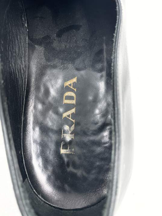Authentic Prada Black Leather Loafers M 9.5 image number 8