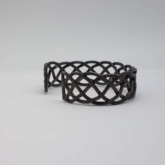 Sterling Silver Open Work Basket Weave Cuff Bracelet 28.1g image number 7