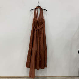 Womens Brown Sleeveless Halter Neck Back Zip Fashionable Maxi Dress Size 18 alternative image