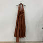 Womens Brown Sleeveless Halter Neck Back Zip Fashionable Maxi Dress Size 18 image number 2