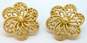 Vintage Crown Trifari Gold Toned Textured Clip On Earrings 10.8g image number 2