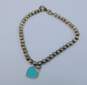 925 Tiffany & Co. Blue Enamel Heart Tag Ball Bead Bracelet W/ Pouch image number 2