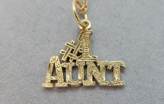 14k Yellow Gold Etched #1 Aunt Pendant Necklace 1.5g image number 2