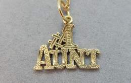 14k Yellow Gold Etched #1 Aunt Pendant Necklace 1.5g alternative image