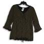 NWT Mimi Maternity Womens Black Brown V-Neck Tunic Blouse Top Size Large image number 1