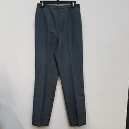 Womens Gray Striped High Rise Side Zip Pleated Casual Dress Pants Size 42