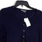 Nwt Womens Blue Knitted Long Sleeve Button Front Cardigan Sweater Size M image number 3