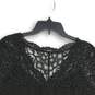 Womens Black Lace Floral Short Sleeve V-Neck Pullover Blouse Top Size 1 image number 4