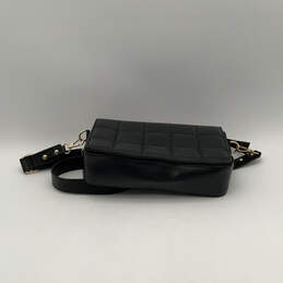 Womens Black Leather Quilted Adjustable Strap Pocket Magnetic Crossbody Bag alternative image