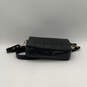 Womens Black Leather Quilted Adjustable Strap Pocket Magnetic Crossbody Bag image number 2