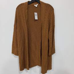 J. Jill women's Butterscotch Brown Open Front Cardigan Size L with Tag