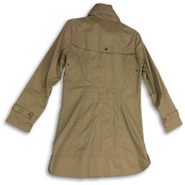 Womens Beige Long Sleeve Zipped Pockets Full Zip Trench Coat Size Small alternative image
